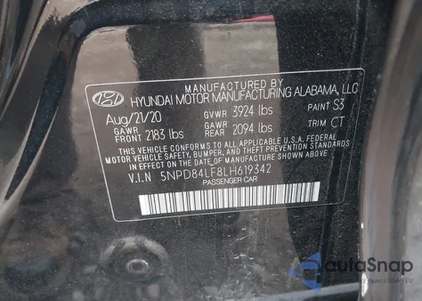 2020 Hyundai Elantra Value Edition z USA, uszkodzony, nr VIN 5NPD84LF8LH619342